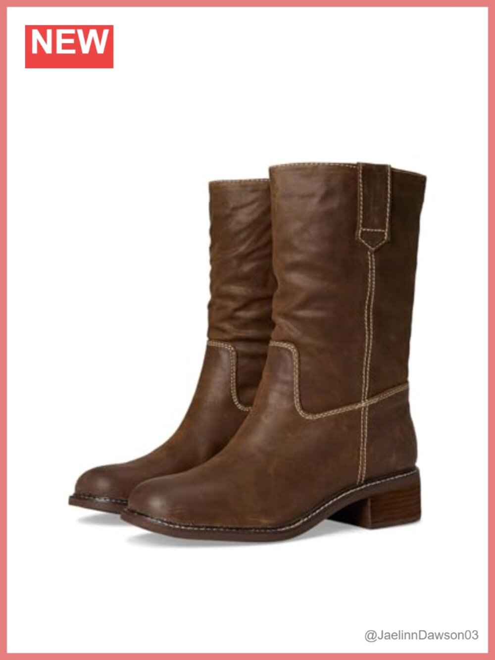 Sofft Tabitha Pull-On Mid-Calf Leather Boots Block Heel